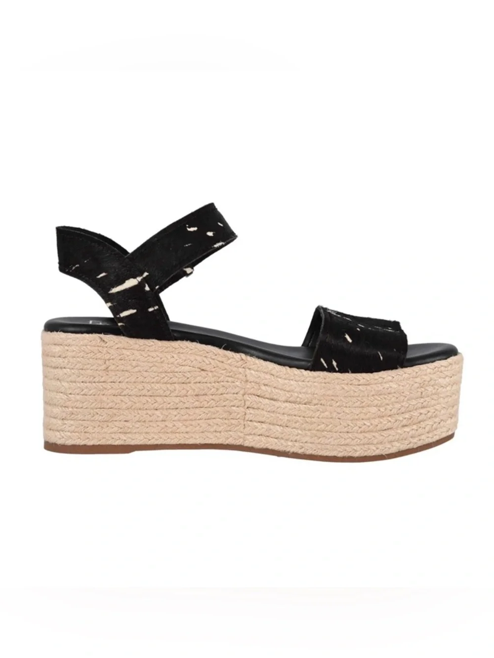 Franco Sarto Ben Spotted Calf Hair Leather Platform Jute Espadrille Sandal 8.5